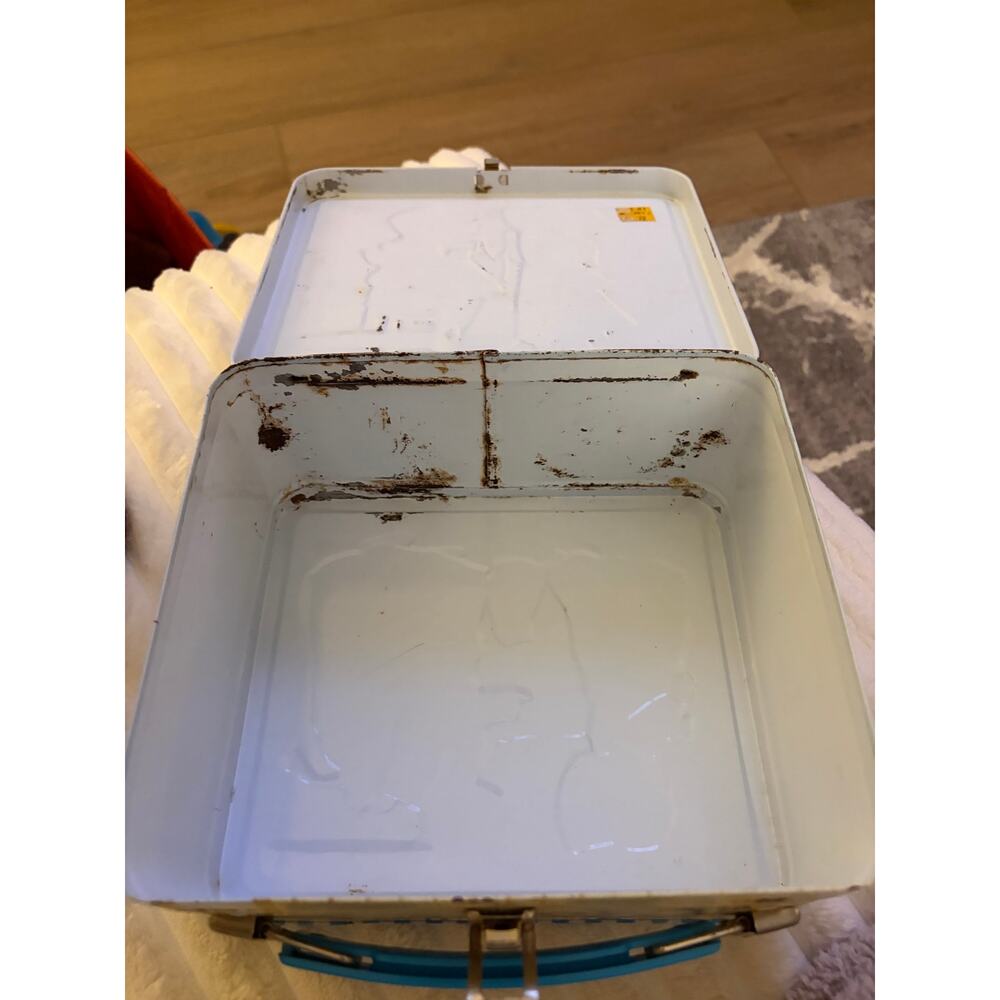 Vtg 1979 Holly Hobbie Metal Lunch Box with Matching Aladdin Thermos Blue Gingham - Picture 6 of 8